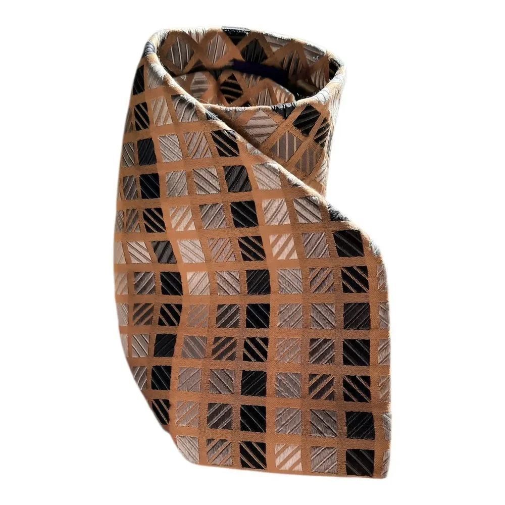 Sophisticated Brown and Black Geometric Tie